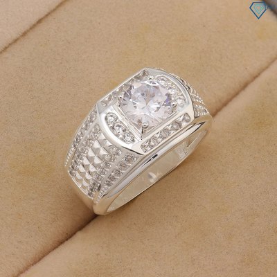 Nhẫn bạc nam cách điệu đính đá Cubic Zirconia đẹp NNA0777 - Trang Sức TNJ