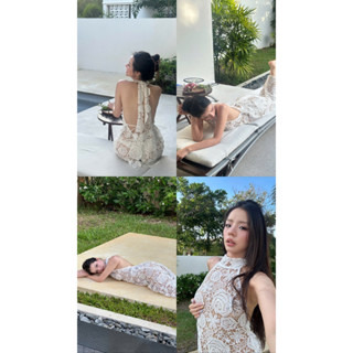 Váy maxi ôm body cổ yếm ren hoa chất liệu cao cấp thời trang thiết kế Hiin Vera Dress