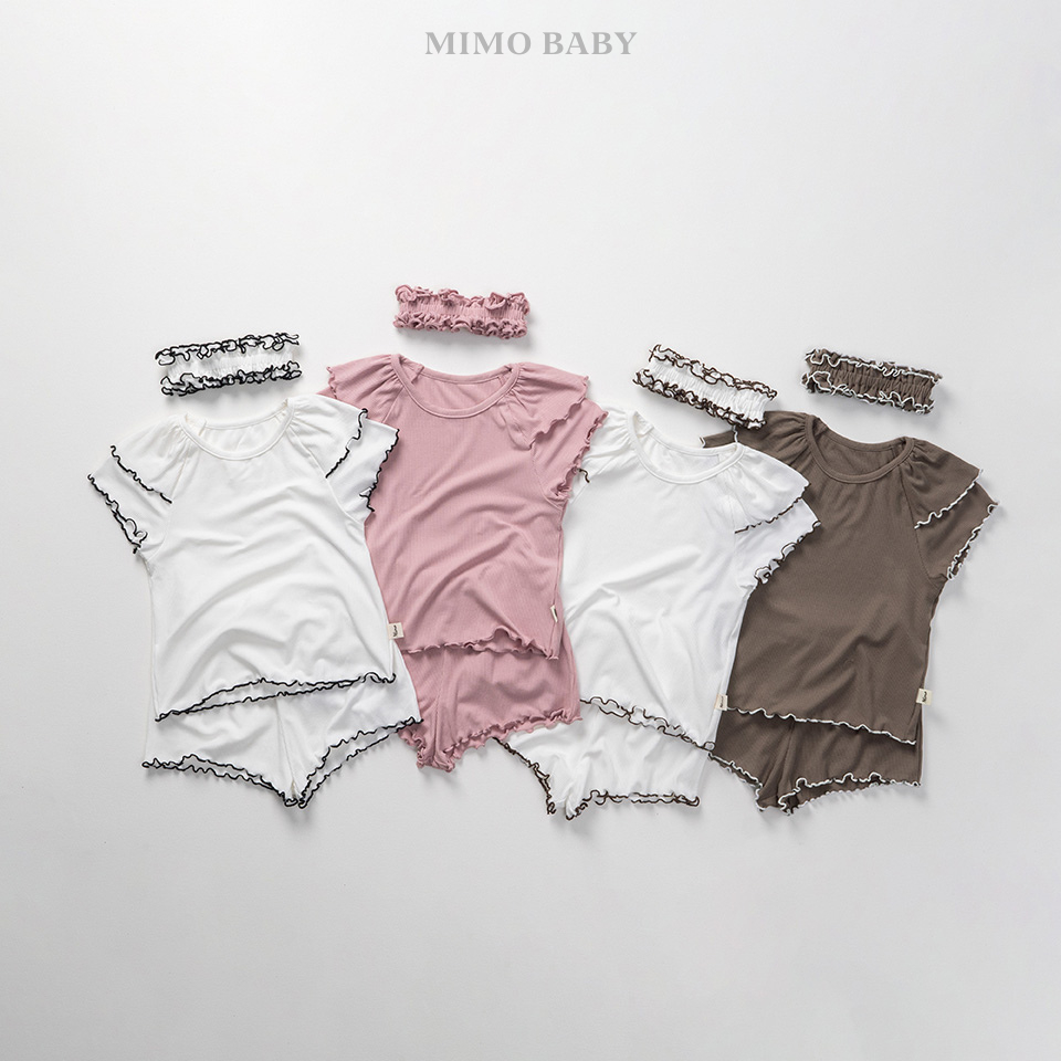 Bộ quần áo viền bèo xinh xắn, chất liệu co giãn mát nhẹ cho bé gái Mimo Baby QA290