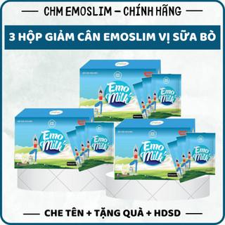   CHÍNH HÃNG EMoSLIM  3 HỘP GIẢM CÂN EMO MILK SỮA BÒ TÁCH BÉO GIÁ SỈ AN TOÀN HIỆU QUẢ 
