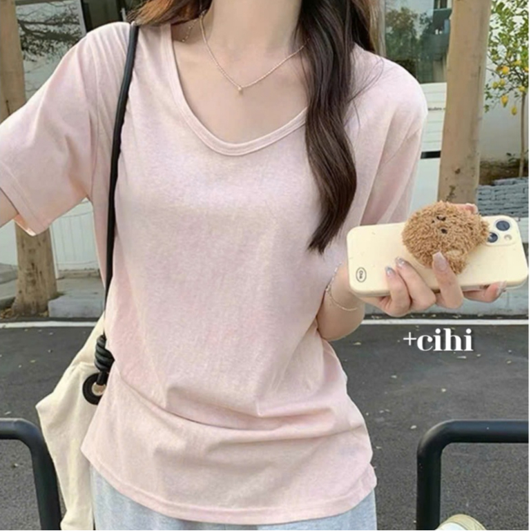 Áo Thun Nữ Cổ Trái Tim Chất Thun Thoáng Mát, Mặc Nhẹ Như Không, Hàng QC Chất Đẹp Jo"Store