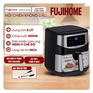 Nồi chiên không dầu 8L điện tử Fujihome Nhập Khẩu chống dính cao cấp, Nồi chiên cơ không hơi nước tự ngắt an toàn