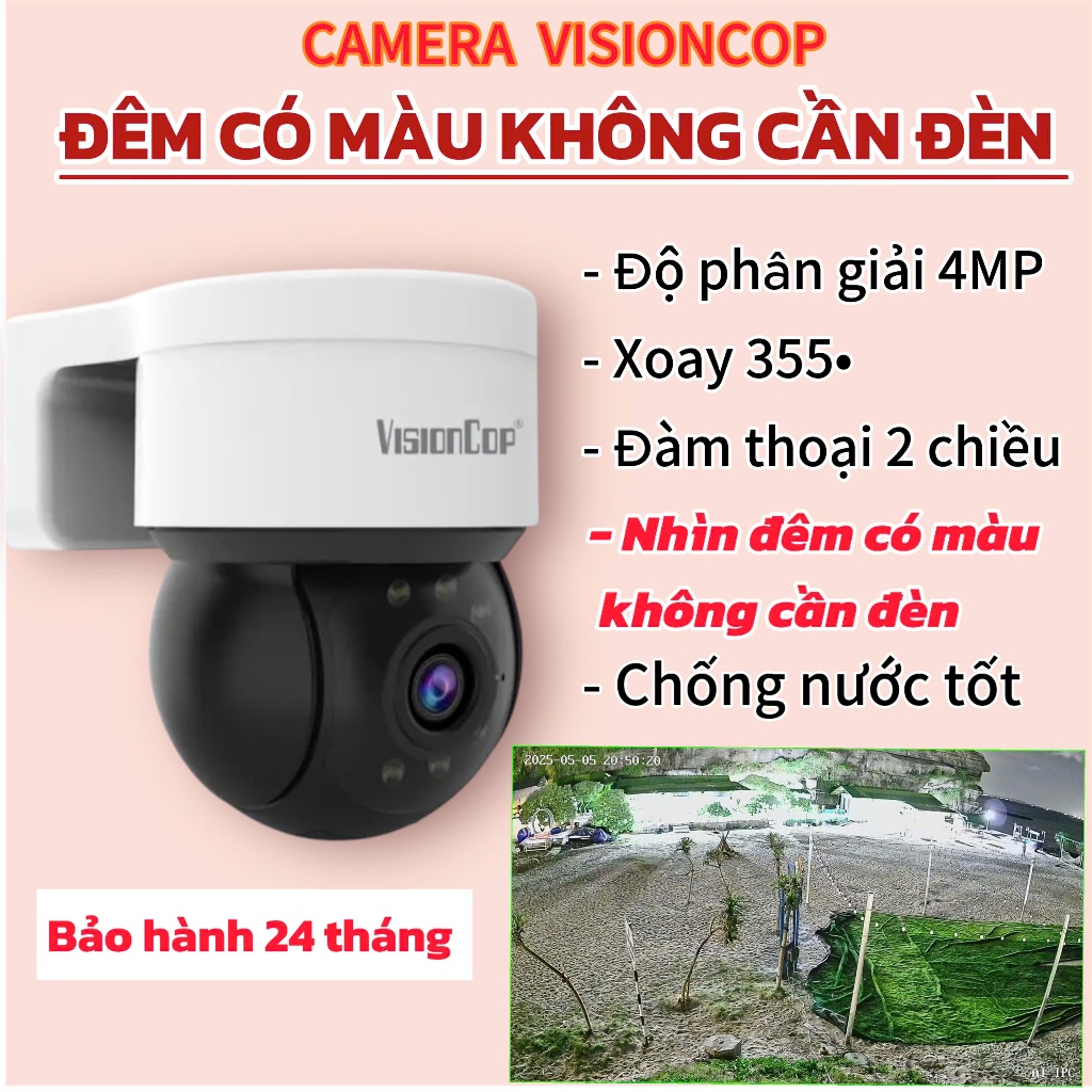 Camera Wifi-4G Ngoài Trời VisionCop 408RA-SLW Nhìn Đêm Như Ngày Không Cần Đèn, Đàm Thoại 2 Chiều