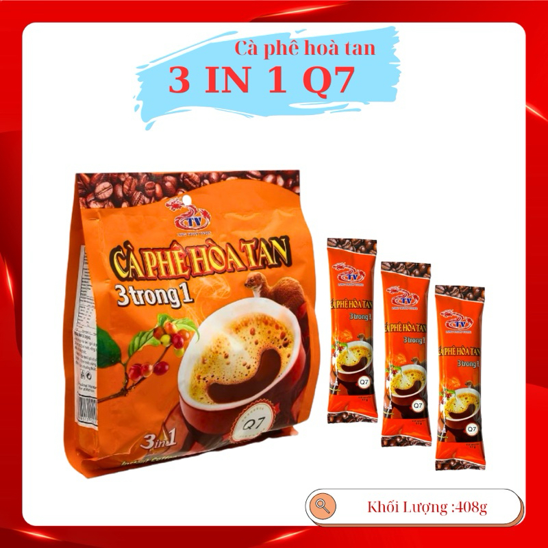 Cà Phê sữa hoà tan 3in1 coffee Q7 ( 24 gói x 17 gam )- cafe 3in1