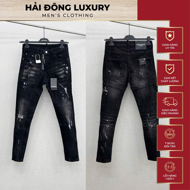 Quần Jean DSQ Xám Khói Hàng SC Ống Côn Ôm Chân Siêu Đẹp,Khoá Lệch,Rách Nhẹ Lên Fom Chuẩn Đẹp