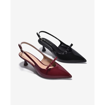 Giày Slingback Cao Gót Đông Hải Da Bóng Đỏ Cherry Sang Trọng - G81S9