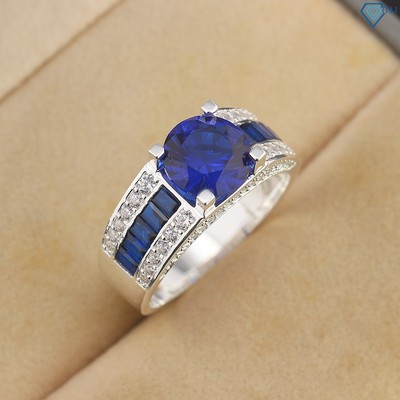 Nhẫn bạc nam đính đá 9ly xanh dương cao cấp sang trọng NNA0795 - Trang Sức TNJ