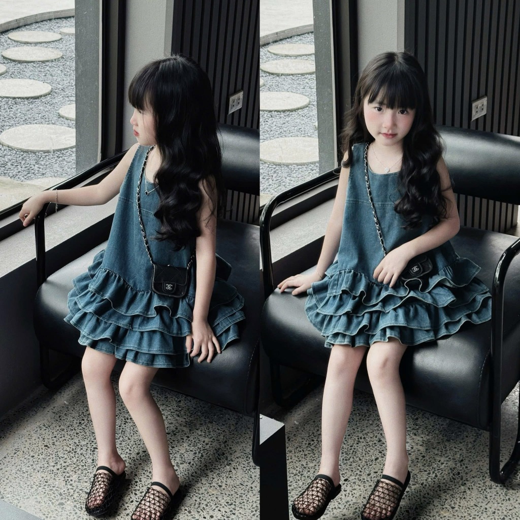 Váy jean bò baby doll cho bé gái, váy jean chất bò giấy mềm cho bé,TPKIDS,[M1068]