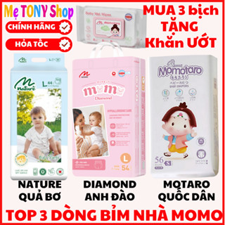 (Mua3-Tặng KhănƯớt) Bỉm Dán,Bỉm Quần, Tã Bỉm Momo DIAMOND/MomoTARO/Momo NATURE Đủ Size(Mỏng Nhẹ-Thấm Tốt)