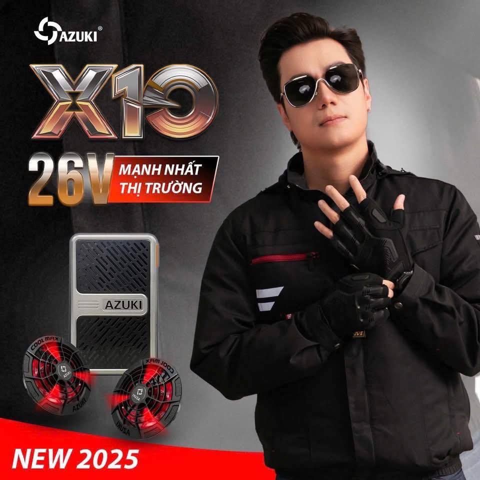 Áo Điều Hòa AZUKI EXTRA X10 2025 | Pin 24000mAh | Quạt 26V Chạy 12-20H | Chống Nước | Sạc Nhanh 5H