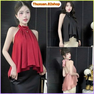  Áo Yếm Lụa Nữ Thiết Kế Dáng Suông Cao Cấp | Áo Yếm Lụa Cột Nơ Sau Hở Lưng Sang Trọng Quyến Rũ 