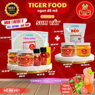COMBO TẾT SUM VẦY - Bánh tráng phơi sương TIGER FOOD - Combo Công Chúa (06 món) + Combo Béo (03 món) Muối Ruốc Hành Phi