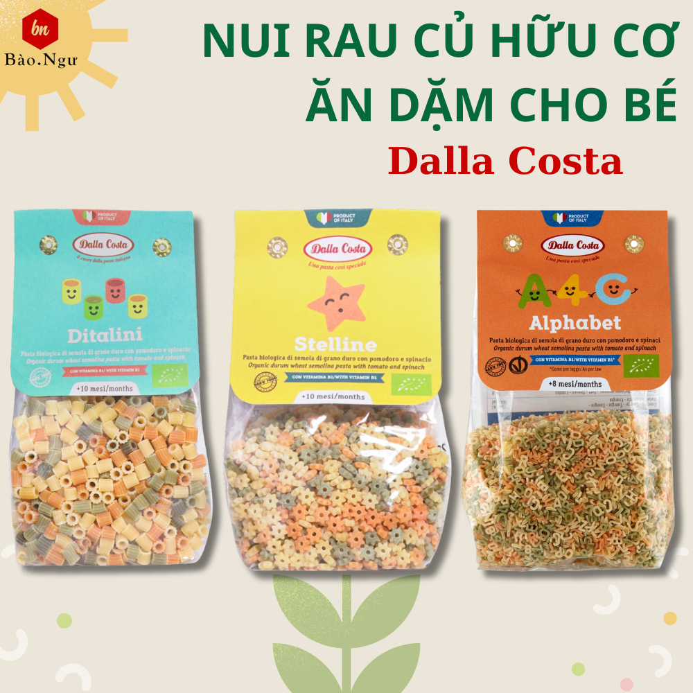 [LV] Nui Rau Củ Hữu Cơ Ăn Dặm Cho Bé Dalla Costa 200 gram cho bé từ 8 tháng tuổi - Nui ALB GOLD