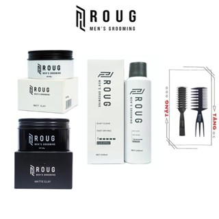 Gôm xịt tóc nam nữ Roug Hair Spray 250ml, Sáp vuốt tóc Matte, Matt Clay 90gr + Tặng 2 lược