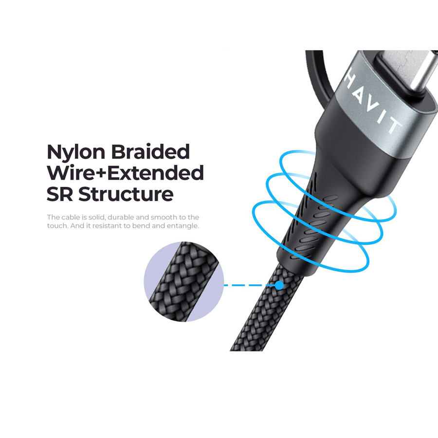 Cáp Sạc Nhanh 4in1 HAVIT CB6244, Sạc Nhanh PD 60W, Độ Dài 1m - BH 12 Tháng | BigBuy360 - bigbuy360.vn