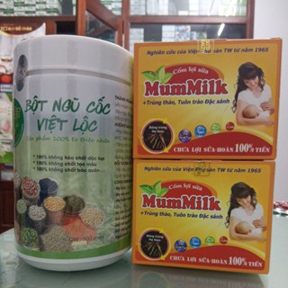 combo lợi sữa đặc biệt: 2 hộp ngũ cốc và 2 cốm Mummilk Yến Sào bổ dưỡng cho mẹ.