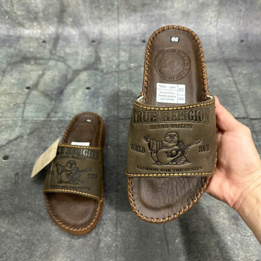 Dép da nam quai ngang ông địa đế đốc tờ chỉ nổi cực sang ( Shop Quốc Hưng),,