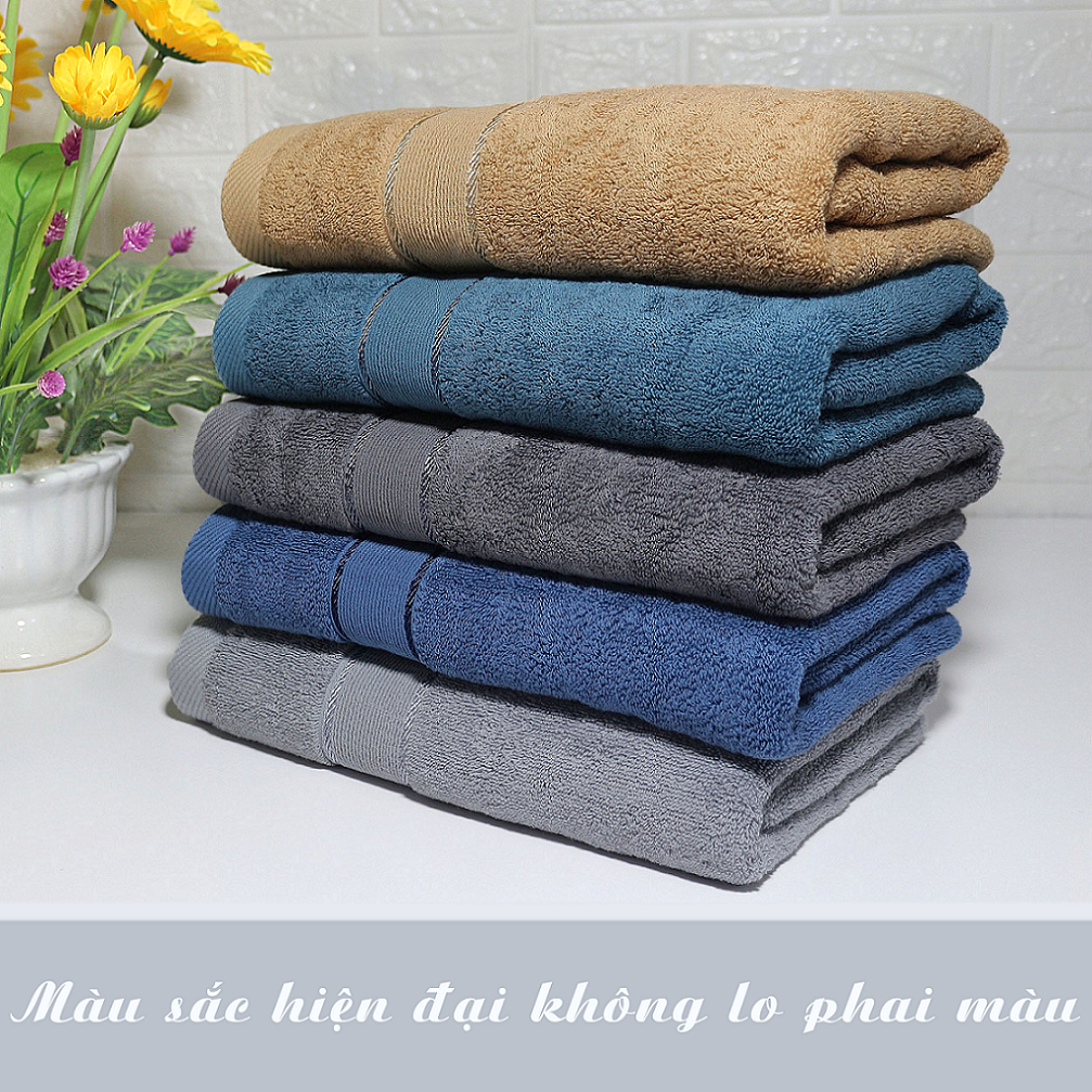 Khăn tắm cao cấp HANOITEX 60*120cm, 70*140cm 100% Cotton Dày Dặn, Thấm Hút Tốt, Không Phai Màu | BigBuy360 - bigbuy360.vn