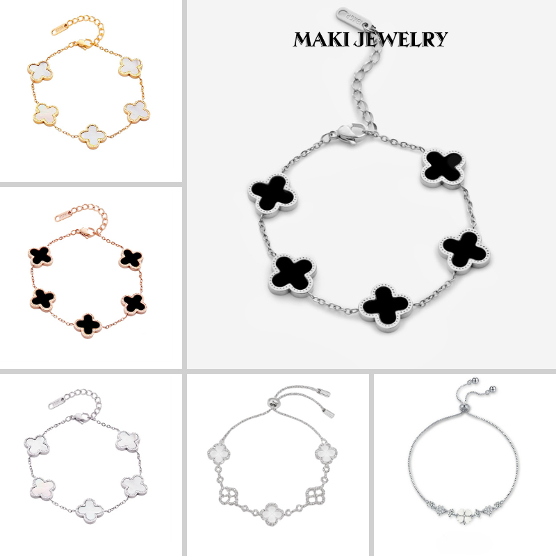 Vòng Tay Titan Cỏ 4 Lá Nam Nữ Màu Đen Trắng - Lắc Tay Cặp Phụ Kiện Hàn Quốc Thanh Lịch Y2K MakiJewely | BigBuy360 - bigbuy360.vn