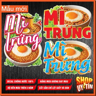  Hình dán MÌ TRỨNG dán tường quán hình decor decal trang trí xe bảng hiệu chữ logo bánh mì hủ tiếu bánh canh bún riêu 