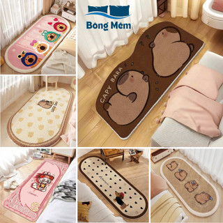 Thảm trải sàn Bông Mềm, thảm lau chân Labubu & Capybara decor phòng ngủ, chống trượt 40x120cm