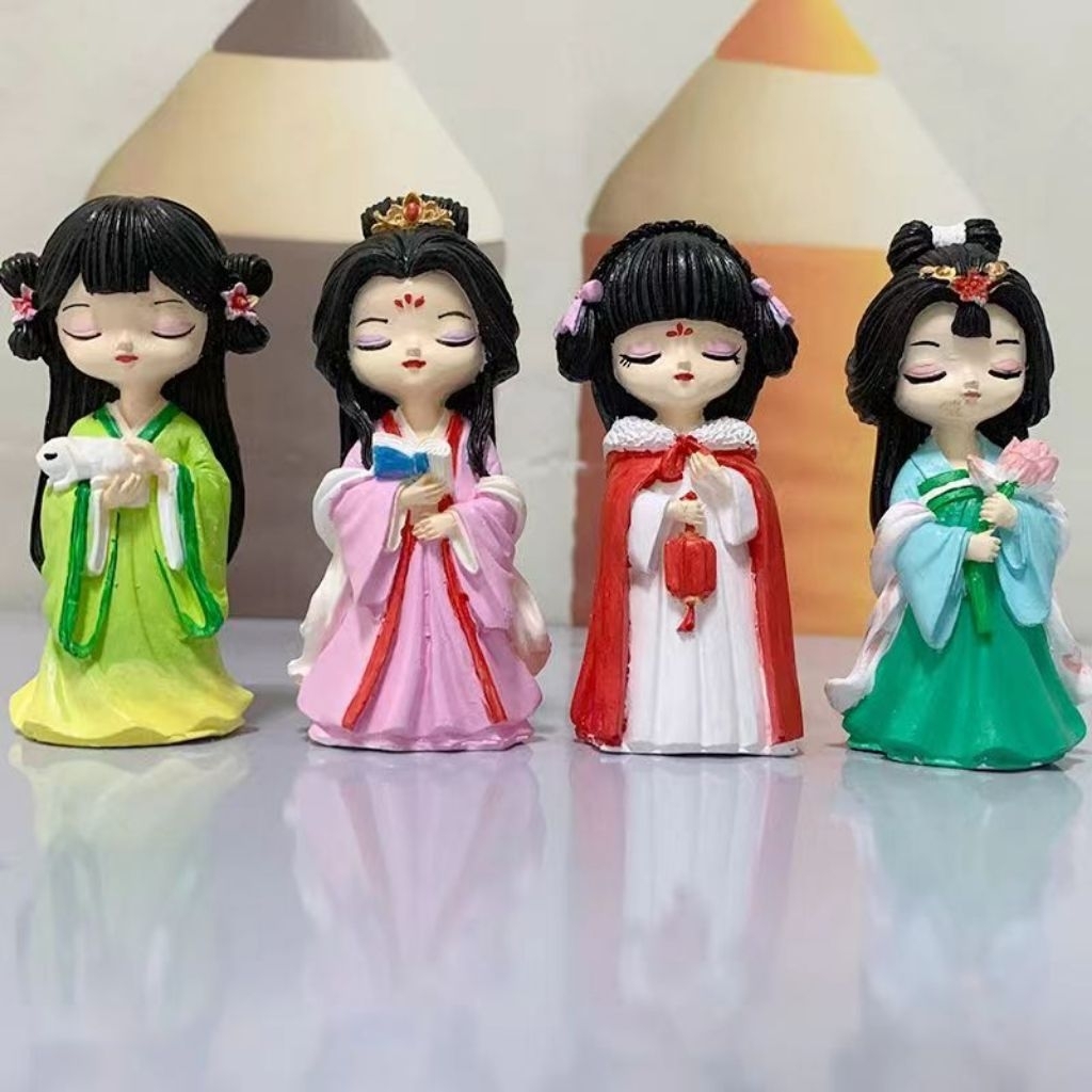 Công chúa cổ trang- Tượng thạch cao trắng cao 8cm- DIY