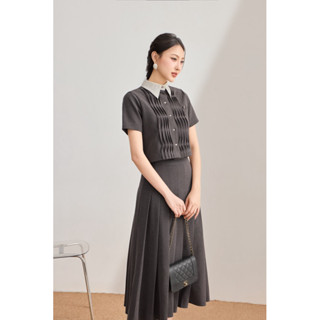 set áo cổ somi li ngực và chân váy xếp li Sona top