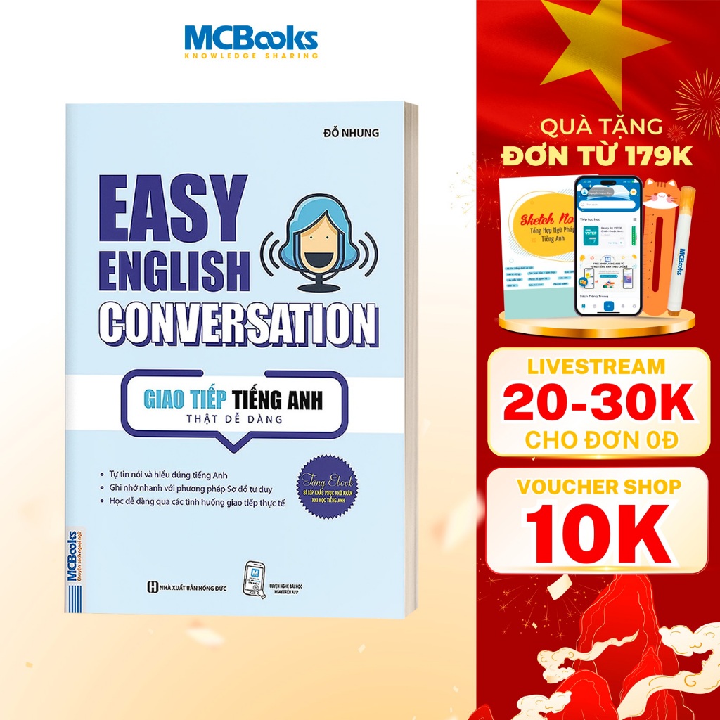 Sách - Easy English Conversation – Giao tiếp tiếng Anh thật dễ dàng - Học Kèm App Online