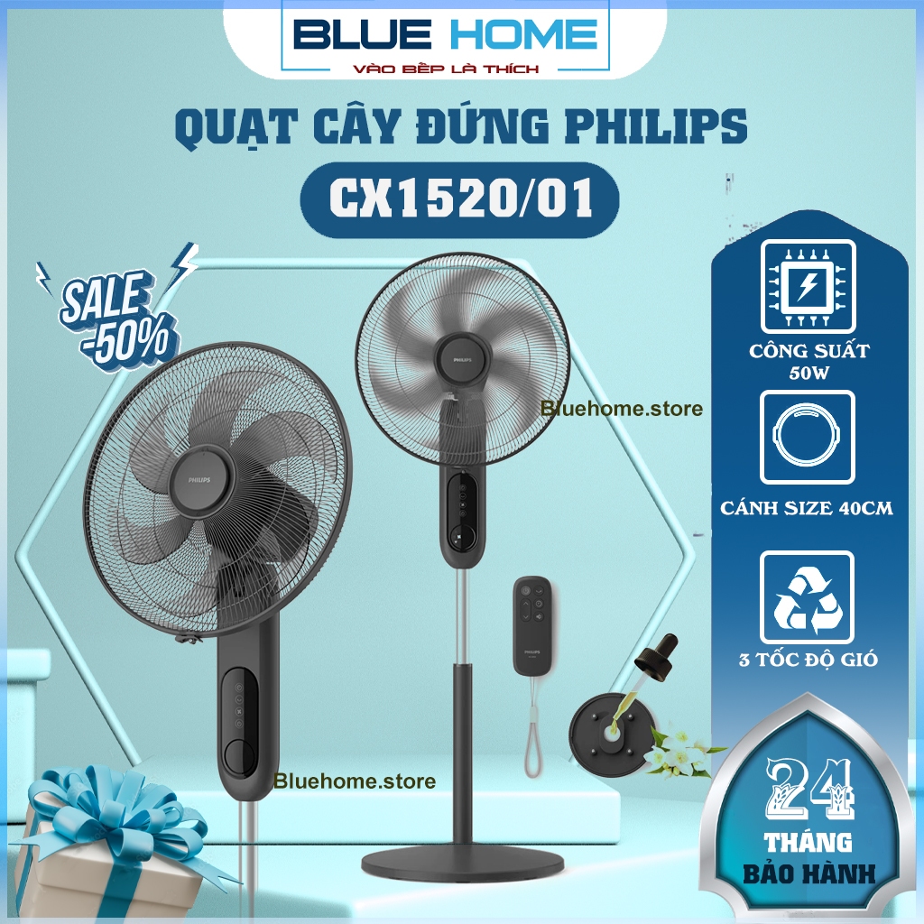 Quạt Đứng Philips CX1520/00, Có Điều Khiển Từ Xa - Khuyếc Tinh Dầu, Hàng Chính Hãng