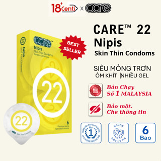 Bao Cao Su CARE 22 Siêu Mỏng Nhiều Gel Hương Nước Hoa Cao Cấp Hộp 6 Bcs Size 52mm - 18Centi 