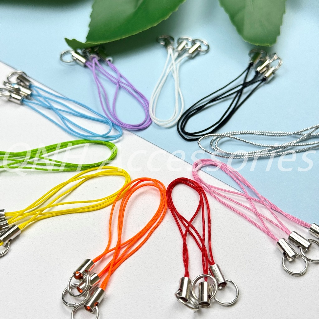 Gói 10 dây đeo điện thoại, móc khóa khoen đôi nhiều màu sắc