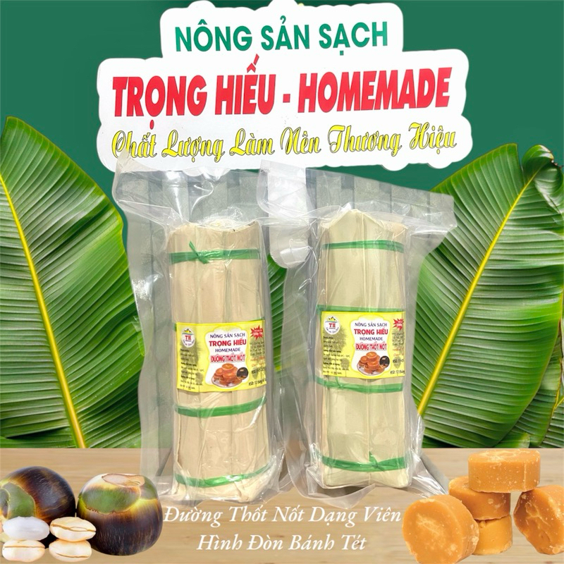 1kg Đường thốt nốt nguyên chất- Quấn lá thốt nốt - Hình đòn bánh tét