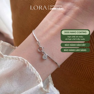 [BH Trọn Đời] Vòng Tay Lắc Tay Nữ Bạc S925 Kết Hợp Charm Treo Tròn Trơn Lora Tránh Vía Dữ May Mắn Hanh Thông