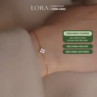   BH Trọn Đời  Lắc Tay Nữ Cỏ 4 Lá Bạc S925 Mạ Vàng 24K May Mắn Hạnh Phúc LORA Một Charm Ngôi Sao 