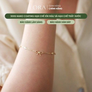   BH Trọn Đời  Vòng Tay Lắc Tay Bạc S925 Mạ Vàng 24K Lora Charm Nơ Xinh Xắn May Mắn Bình An SP000386 