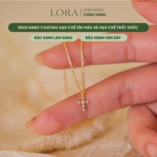   BH Trọn Đời   Dây Chuyền Bạc Ý Cho Nữ Mạ Vàng 24K Mặt Thánh Giá May Mắn Bảo Vệ Che Chở SP000384 