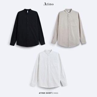 Áo Sơ Mi Nam Cổ Tàu ATINO Vải 100% Cotton form Slim L.3.4466