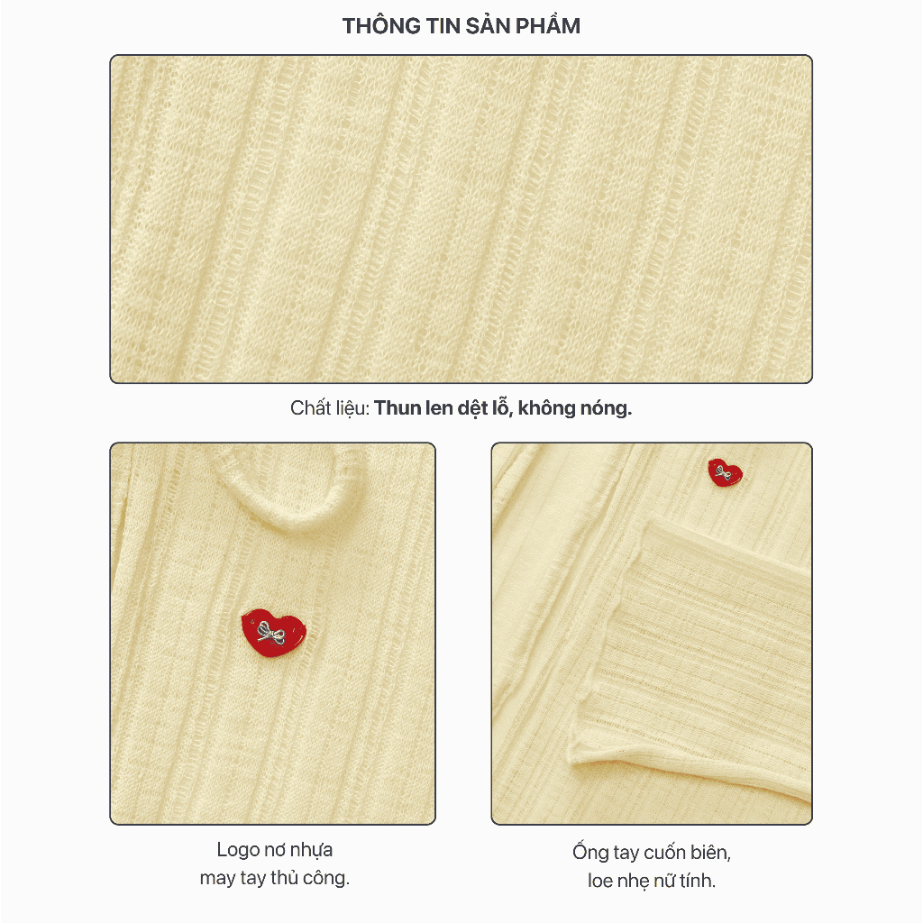Áo cardigan MONÁ áo khoác nữ mỏng nhẹ trang trí trái tim - LOOPIE CARDIGAN | BigBuy360 - bigbuy360.vn