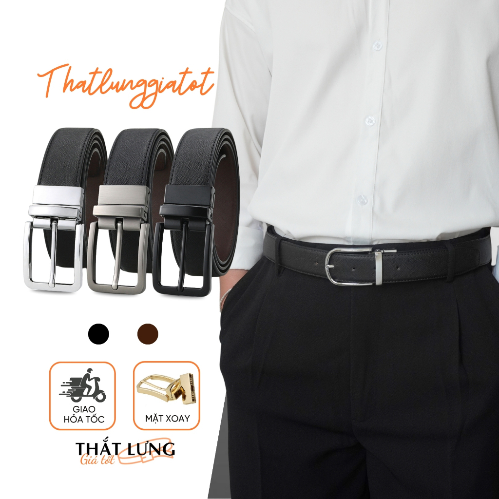 Thắt lưng nam da thật đơn giản, dây nịt học sinh nam đi học-đi làm cho nam bản 3.3 cm TLD191 - Thắt 