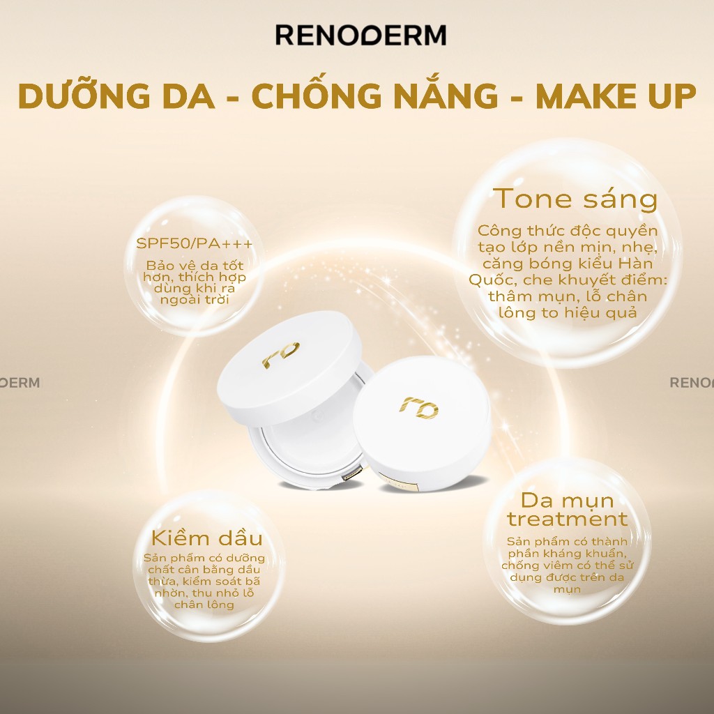 [MALL HÃNG] Phấn Nước Cushion RenoDerm DAY LONG BB CREAM SILVER Tone Sáng Che Phủ Cao Mịn Lì Phù Hợp Da Dầu Da Treatment | BigBuy360 - bigbuy360.vn