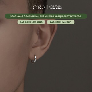   BH Làm Sáng  Khuyên Tai Nam Bạc S925 LORA Dạng Tròn Trơn Đơn Giản Thời Trang 