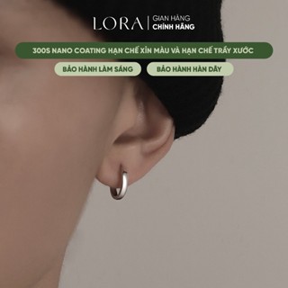   BH Làm Sáng Khuyên Tai Bông Tai Nam Bạc S925 LORA Dạng Tròn Trơn Đơn Giản Thời Trang 