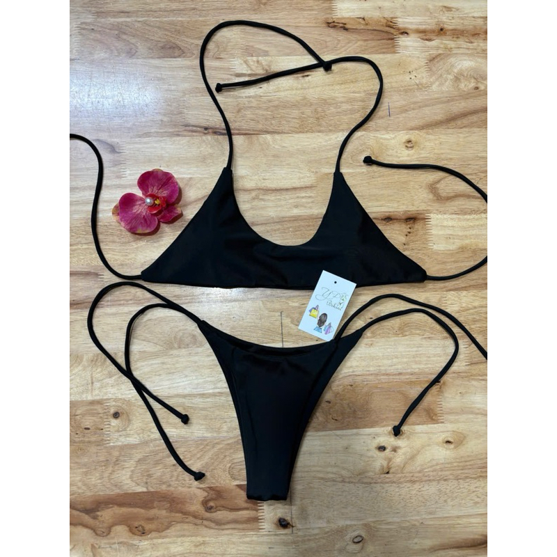 Bikini 2 mảnh áo bản ngang quần ship màu mận( sẵn hàng) | BigBuy360 - bigbuy360.vn