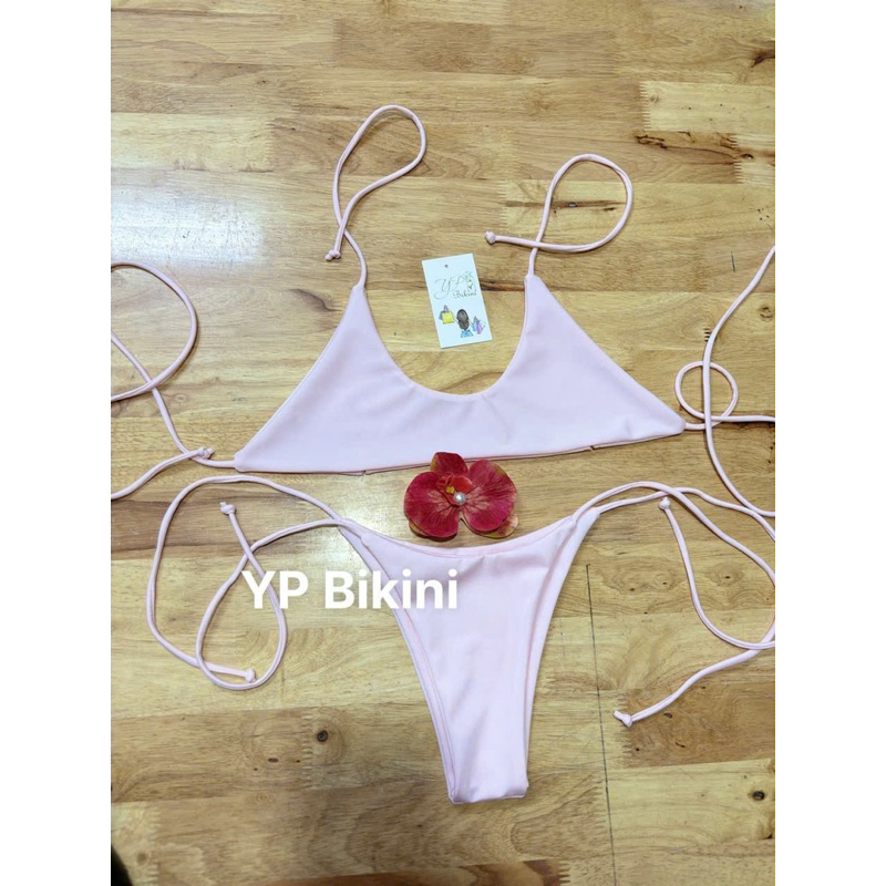 Bikini 2 mảnh áo bản ngang quần ship màu mận( sẵn hàng) | BigBuy360 - bigbuy360.vn