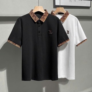 Áo thun nam Lệ Vi Bo cổ dệt nâu cao cấp thun nam cổ trụ  vải dày đẹp thấm hút mồ hôi