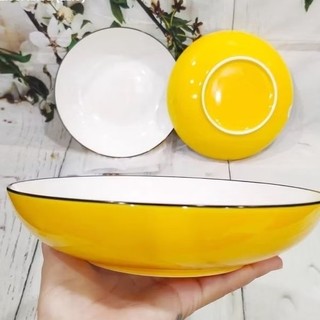 Bộ 2 dĩa sứ sâu lòng 20cm nhiều màu - dĩa sứ lòng sâu 20cm