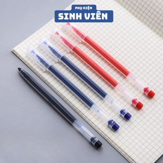 COMBO Bút Gel Mực Nước Vỏ Trong Suốt Ngòi 0.5mm Xanh Đỏ Đen Nhanh Khô Đều Mực Đậm ( BMGVT )