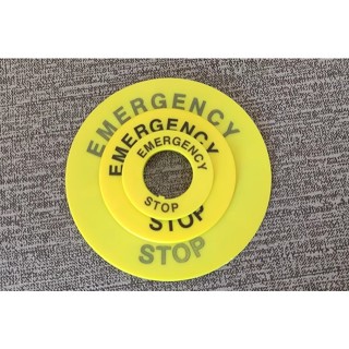 TEM NHÃN DỪNG KHẨN CẤP/ EMERGENCY STOP Phi 22, đường kính ngoài 60mm