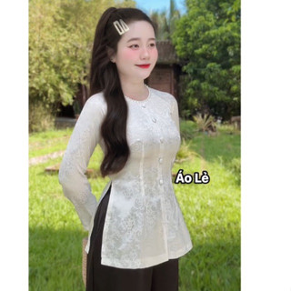 [A12] Áo Lẻ Bà Ba Nữ Vải Lụa Gấm Cổ Đính Ngọc Tay Dài Hoa Văn Mẫu Đơn Có 9 Màu 5 Size