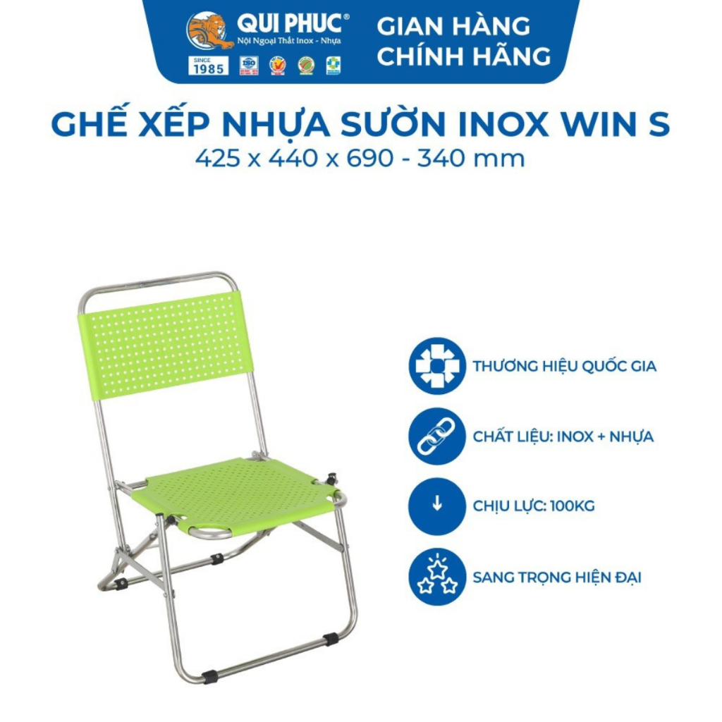 Ghế cà phê Win QUI PHÚC, lưng nhựa thấp, thoáng khí, thoải mái, gấp gọn tiện lợi, dễ sử dụng | BigBuy360 - bigbuy360.vn